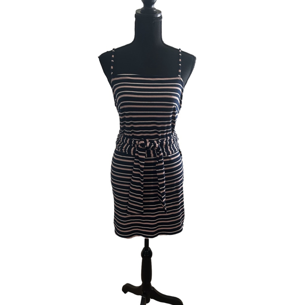 NWT Women's Olivaceous Dress Size S Navy Pink Striped
